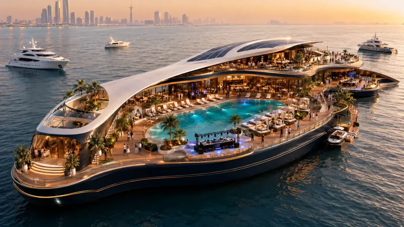 RZ Seascape Club floating reception, gastronomic restaurant and water club concept